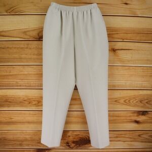 Alfred Dunner Stretch Waist Dress Pants Womens 12 Beige Polyester Blend Pockets‎